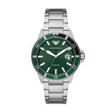 Emporio Armani Green Dial Silver Men's Watch  AR11338 - Watches of America