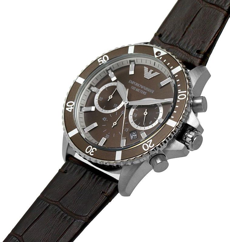 Emporio Armani Chronograph Brown Leather Men's Watch AR11486