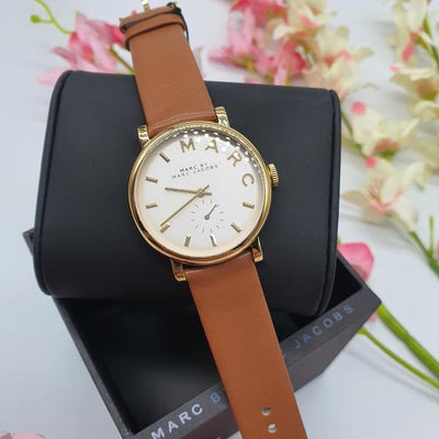 Marc By Marc Jacobs Baker White Dial Leather Ladies Watch MBM1316 – Watches  of America