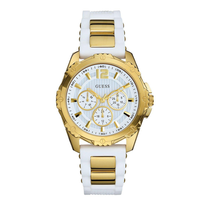 Guess Women's White Dial Silicone Band Women's Watch  W0325L2 - Watches of America
