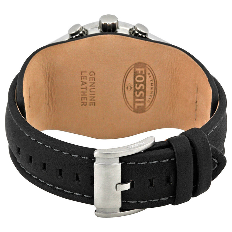 Fossil Blue Glass Chronograph Black Leather Strap Men's Watch #CH2564 - Watches of America #3