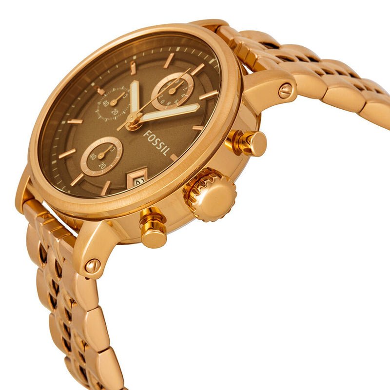 Fossil Boyfriend Chronograph Brown Dial Rose Gold-tone Ladies Watch ES3494 - Watches of America #2