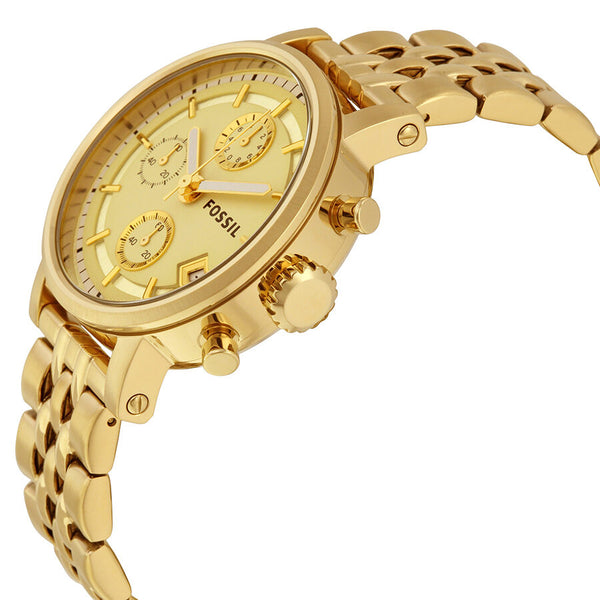 Fossil Boyfriend Chronograph Gold Dial Gold-tone Ladies Watch ES2197 - Watches of America #2
