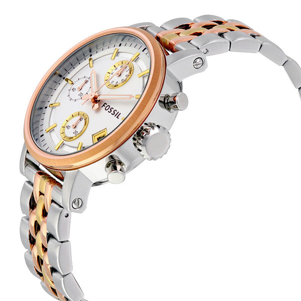 Fossil Boyfriend Chronograph Silver Dial Tri- tone Ladies Watch ES3840 - Watches of America #2