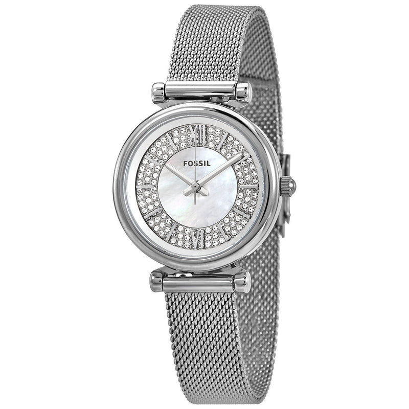 Fossil Carlie Mini Quartz White Dial Ladies Watch #ES4837 - Watches of America