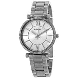 Fossil Carlie Quartz Silver Dial Ladies Watch #FSES4341 - Watches of America