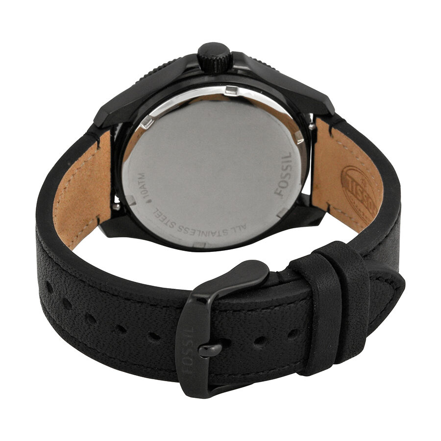 Fossil watch men's hot sale black leather strap