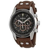 Fossil Coachman Chronograph Black Dial Brown Leather Men's Watch #CH2891 - Watches of America