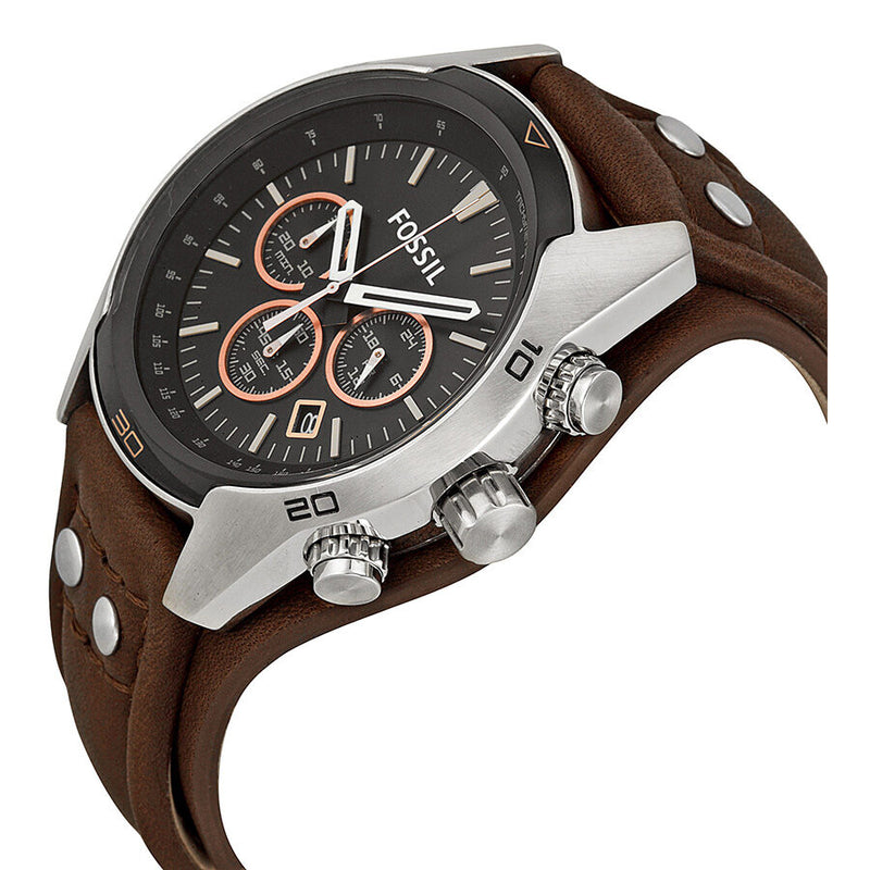 Fossil Coachman Chronograph Black Dial Brown Leather Men's Watch #CH2891 - Watches of America #2