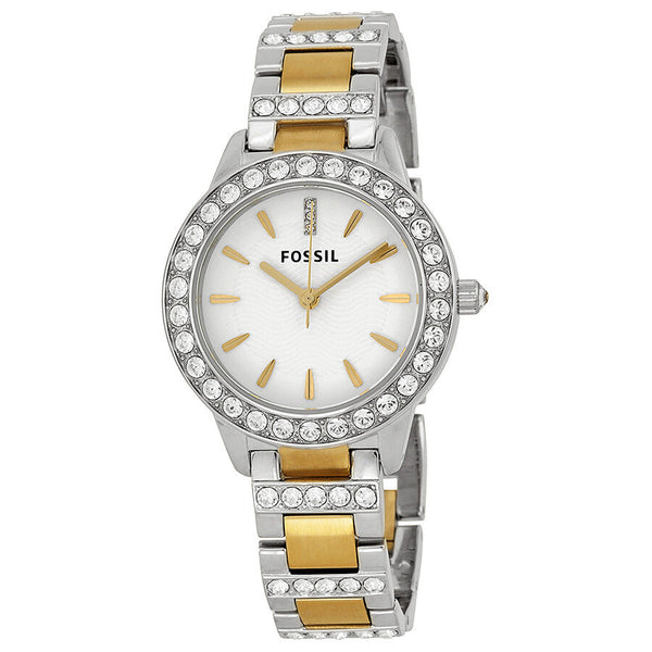 Fossil Crystal White Dial Two-tone Ladies Watch ES2409 - Watches of America