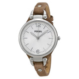 Fossil Georgia Silver Dial Tan Leather Ladies Watch #ES3060 - Watches of America