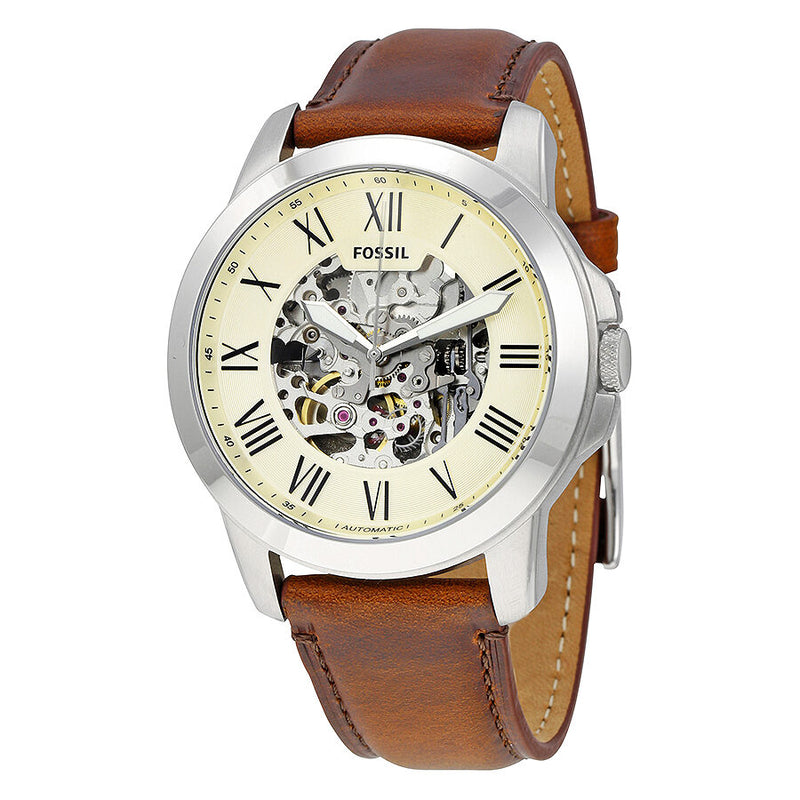 Fossil Grant Automatic Beige Skeleton Dial Men's Watch ME3099 - Watches of America