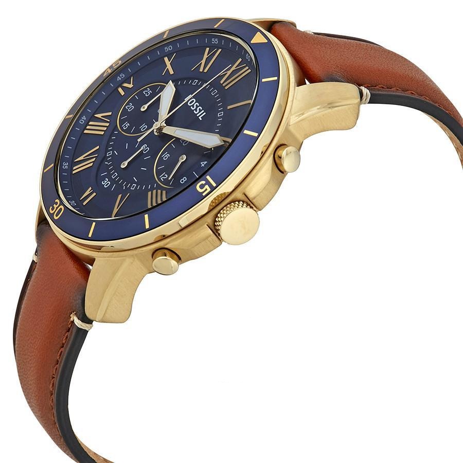 フォッシル FOSSIL FS5268 グラント 腕時計 メンズ レザー　革　缶 Fossil Grant Blue Dial Men's Chronograph Leather Watch