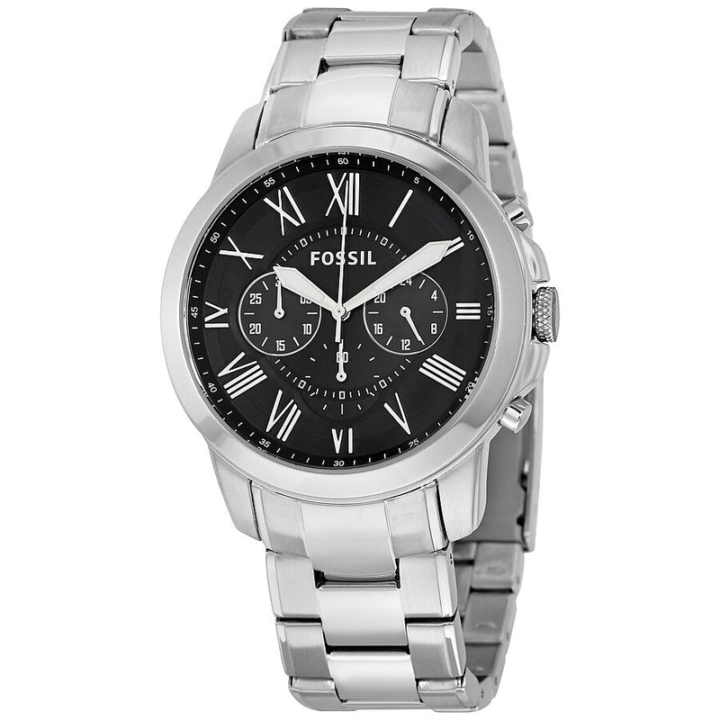 Fossil Grant Chronograph Black Dial Stainless Steel Men's Watch FS4736 - Watches of America