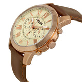 Fossil Grant Chronograph Eggshell Dial Brown Leather Men's Watch FS4991 - Watches of America #2