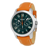 Fossil Grant Chronograph Hunter Green Dial Tan Leather Men's Watch FS4918 - Watches of America