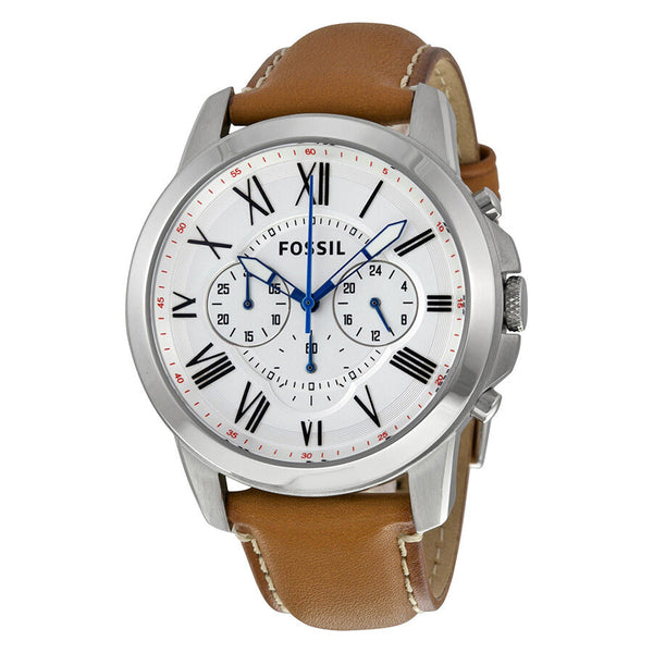 Fossil Grant Chronograph White Dial Tan Leather Men's Watch FS5060 - Watches of America