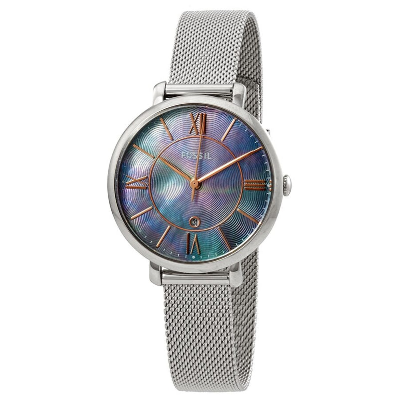 Fossil Jacqueline Blue Mother of Pearl Dial Ladies Mesh Watch ES4322 - Watches of America