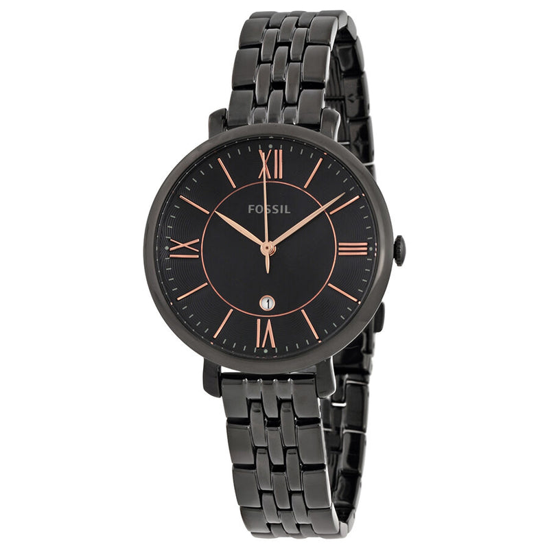 Fossil Jacquline Black Dial Black Ion-plated Ladies Watch ES3614 - Watches of America