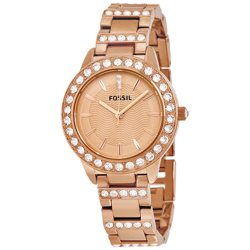 Fossil Jesse Crystal Rose Gold Dial Ladies Watch ES3020 - Watches of America