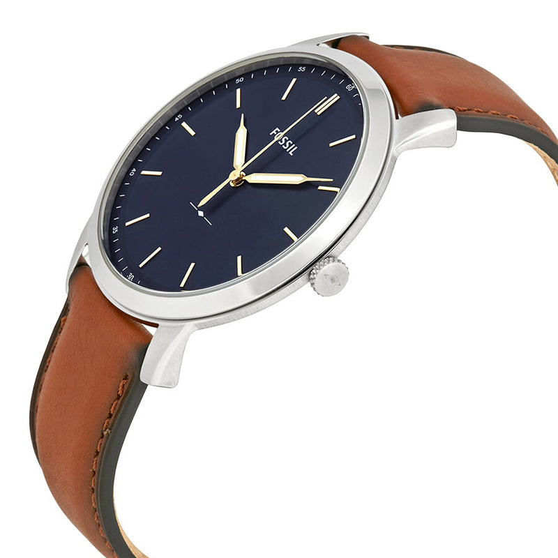 Fossil Minimalist Blue Dial Brown Leather Men's Watch #FS5304 - Watches of America #2