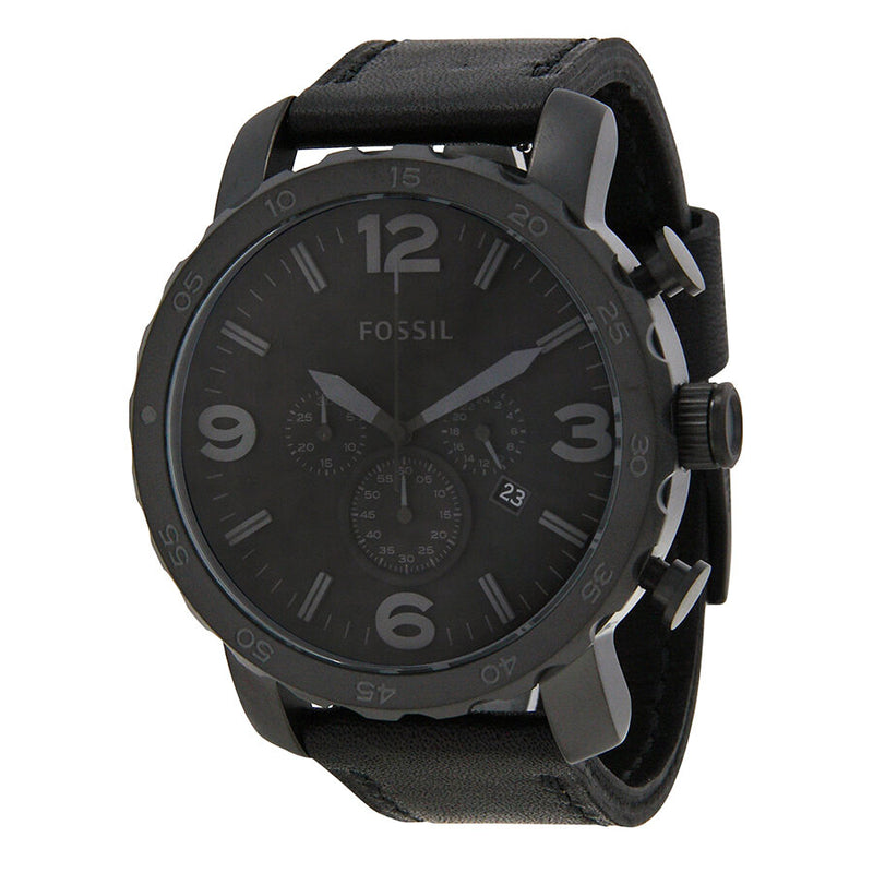 Fossil Nate Chronograph Black Dial Black Ion-plated Men's Watch #JR1354 - Watches of America