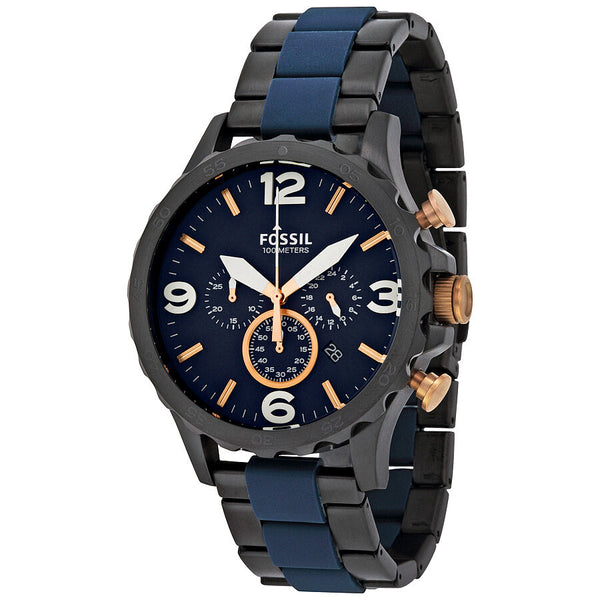 Fossil Nate Chronograph Blue Dial Men's Watch JR1494 - Watches of America