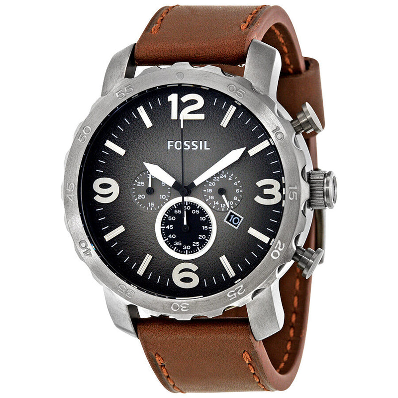 Fossil Nate Chronograph Beige Dial Navy Blue Leather Men's Watch JR148 –  Watches of America