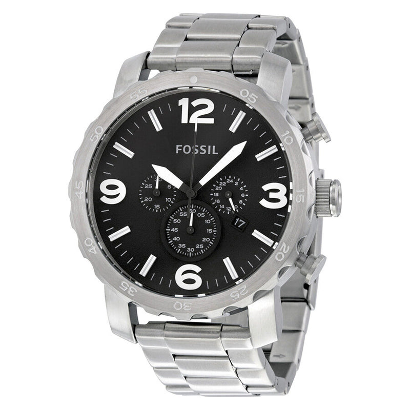 Fossil Nate Chronograph Black Dial Men's Watch JR1353 - Watches of America