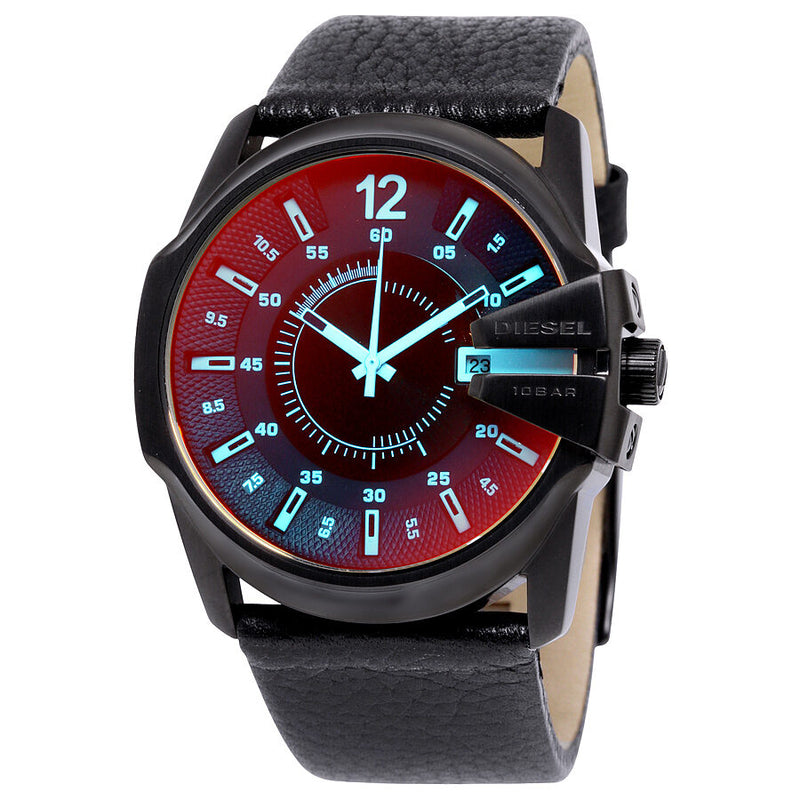 Diesel Timeframe Iridescent Dial Leather Men's Watch #DZ1657 - Watches of America