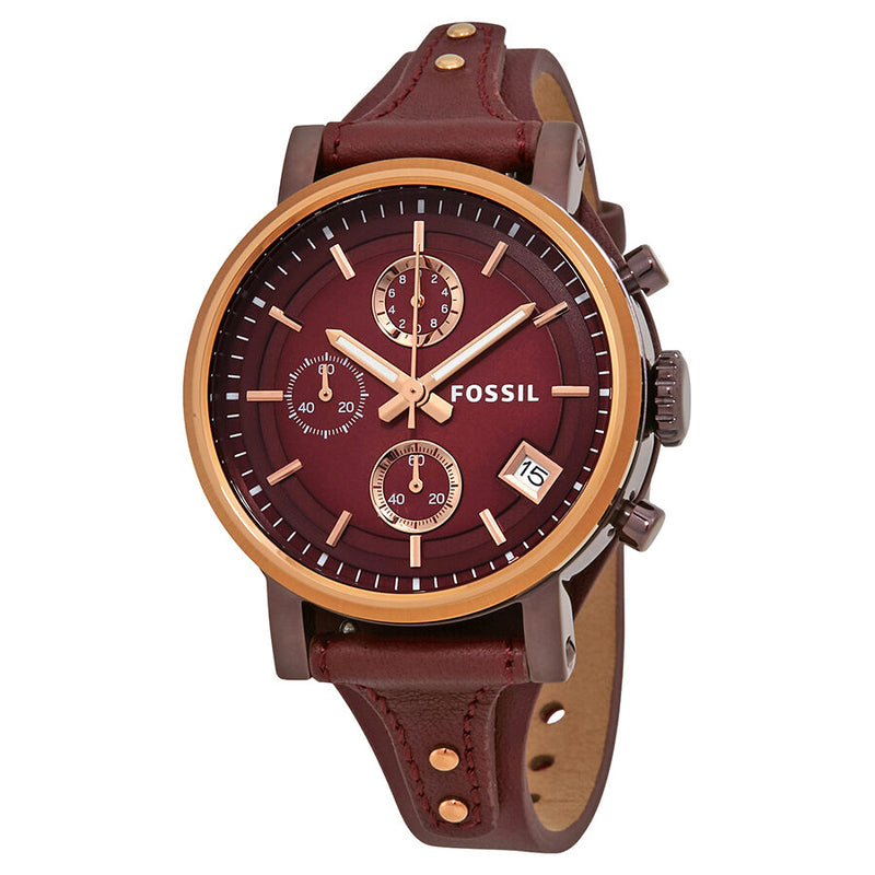 Fossil Original Boyfriend Chronograph Burgundy Dial LadiesWatch ES4114 - Watches of America