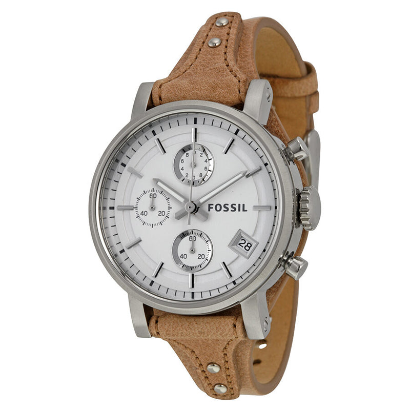 Fossil Original Boyfriend Chronograph White Dial Ladies Watch ES3625 - Watches of America