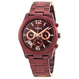 Fossil Perfect Boyfriend GMT Multi-Function Wine Dial Ladies Watch ES4110 - Watches of America