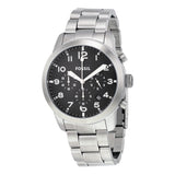 Fossil Pilot 54 Black Dial Men's Stainless Steel Chronograph Watch FS5141 - Watches of America