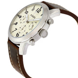 Fossil Pilot 54 Cream Dial Chronograph Leather Men's Watch FS5146 - Watches of America #2