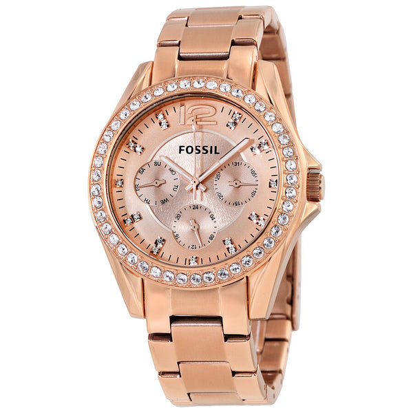 Fossil Riley Multi-Function Rose Gold-plated Ladies Watch #ES2811 - Watches of America