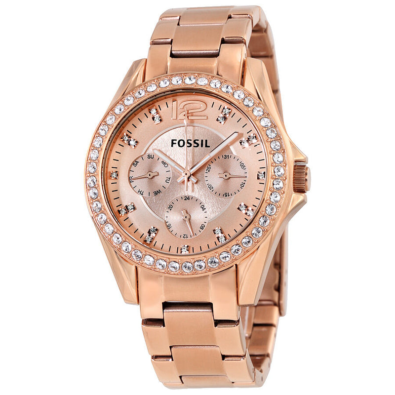 Fossil Riley Multi-Function Rose Gold-plated Ladies Watch #ES2811 - Watches of America