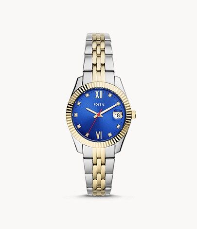 Fossil Scarlette Mini Quartz Crystal Blue Dial Ladies Watch #ES4899 - Watches of America