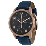 Fossil Townsman Chronograph Navy Dial Navy Leather Men's Watch FS4933 - Watches of America