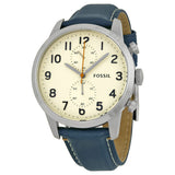 Fossil Townsman Chronograph White Dial Blue Leather Men's Watch FS4932 - Watches of America