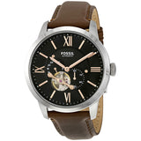 Fossil Townsman Mechanical Black Dial Brown Leather Men's Watch ME3061 - Watches of America