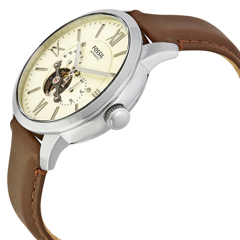 Fossil Townsman Mechanical Cream Dial Brown Leather Men's Watch ME3064 - Watches of America #2