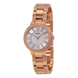 Fossil Virginia Silver Dial Rose Gold-tone Ladies Watch #ES3284 - Watches of America