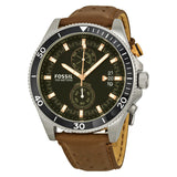 Fossil Wakefield Chronograph Black Dial Brown Leather Men's Watch CH2944 - Watches of America