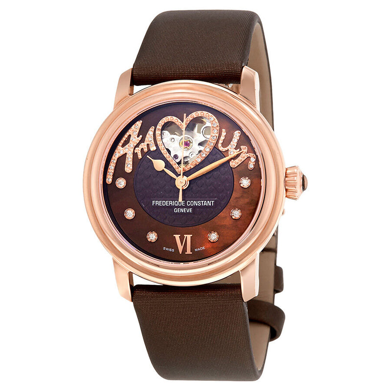 Frederique Constant Automatic Brown Dial Diamond Ladies Watch 310CSQ2P4#FC-310CSQ2P4 - Watches of America
