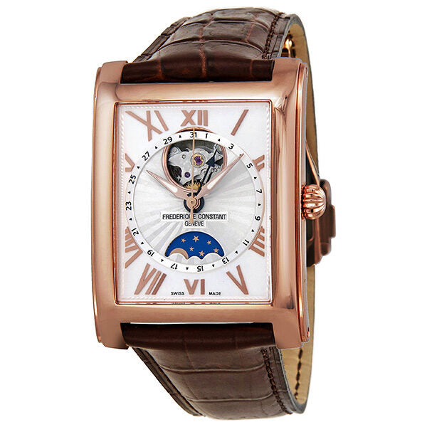 Frederique Constant Carree White Dial Brown Leather Strap Ladies Watch #335MS4MC4 - Watches of America