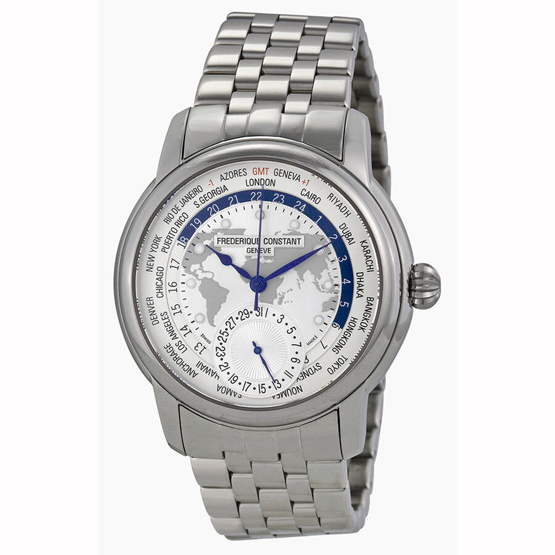 Frederique Constant Classic World Timer Silver Dial Stainless Steel Men's Watch #FC-718WM4H6B - Watches of America