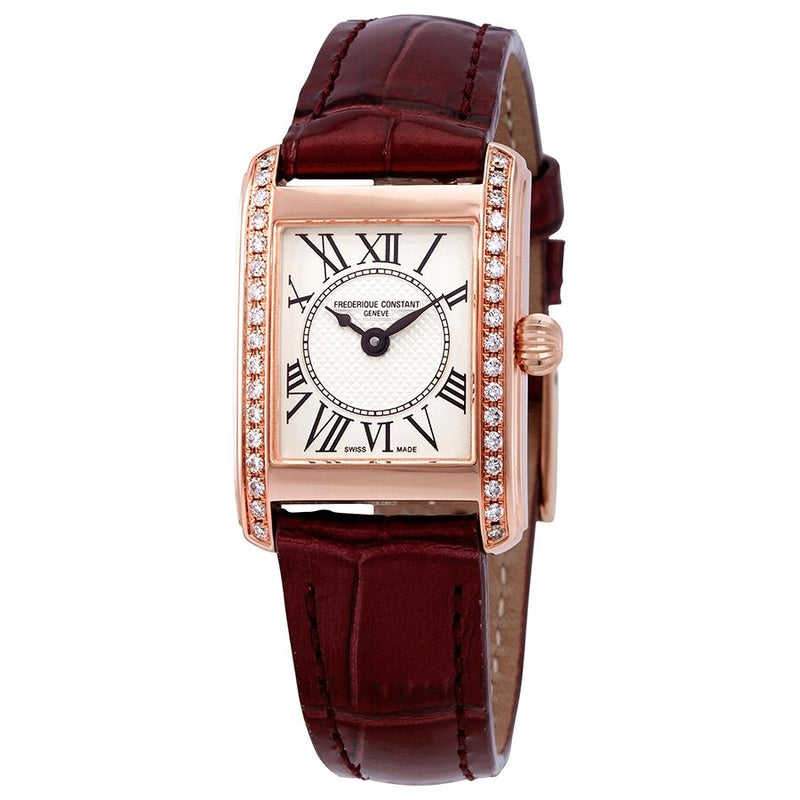 Frederique Constant Classics Carree Silver Dial Ladies Diamond Watch #FC-200MCD14 - Watches of America