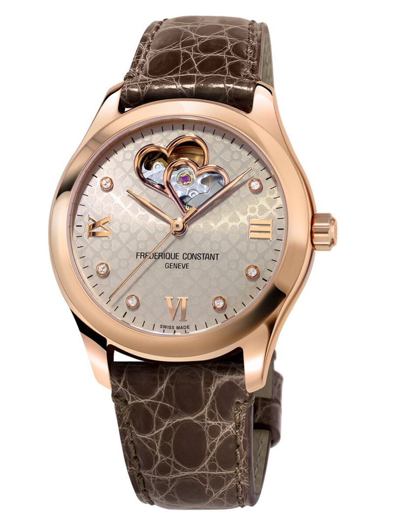 Frederique Constant Double Heart Beat Automatic Diamond Ladies Watch #FC-310LGDHB3B4 - Watches of America