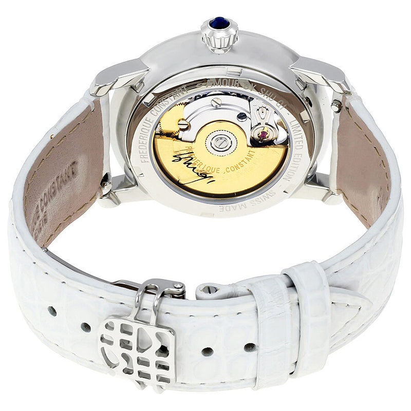 Frederique Constant Heart Beat Automatic Mother of Pearl Dial White Leather Ladies Watch #FC-310SQ2PD6 - Watches of America #3